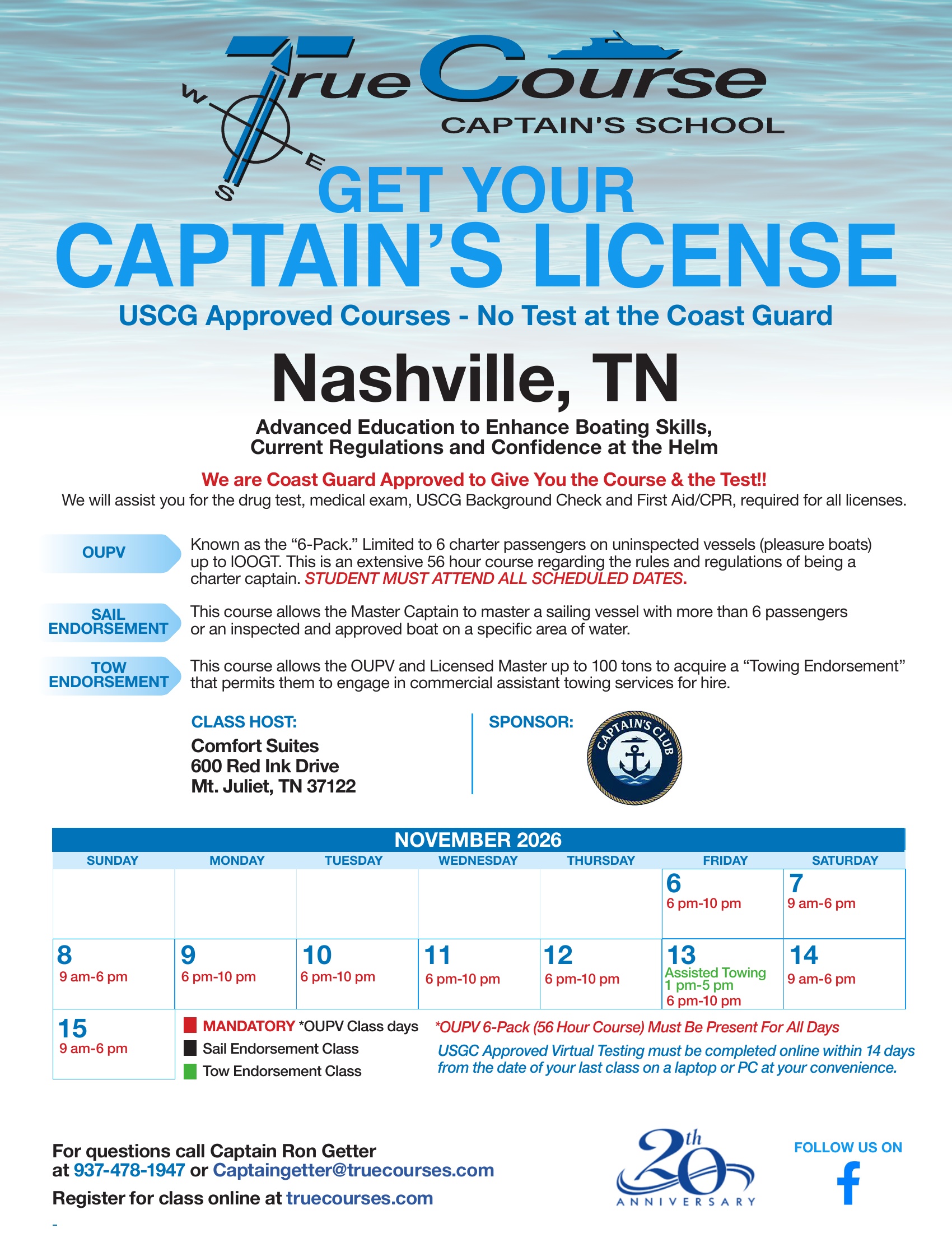 True-Course-Captains-School_Nashville-TN_November2026 Nashville, TN